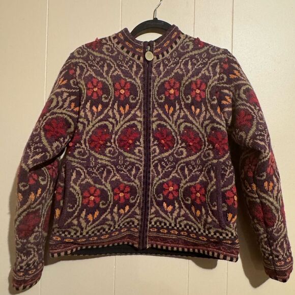 ICELANDIC DESIGN Women's Wool Blend‎ Lined Zipper Front Sweater Jacket Small - Picture 1 of 14